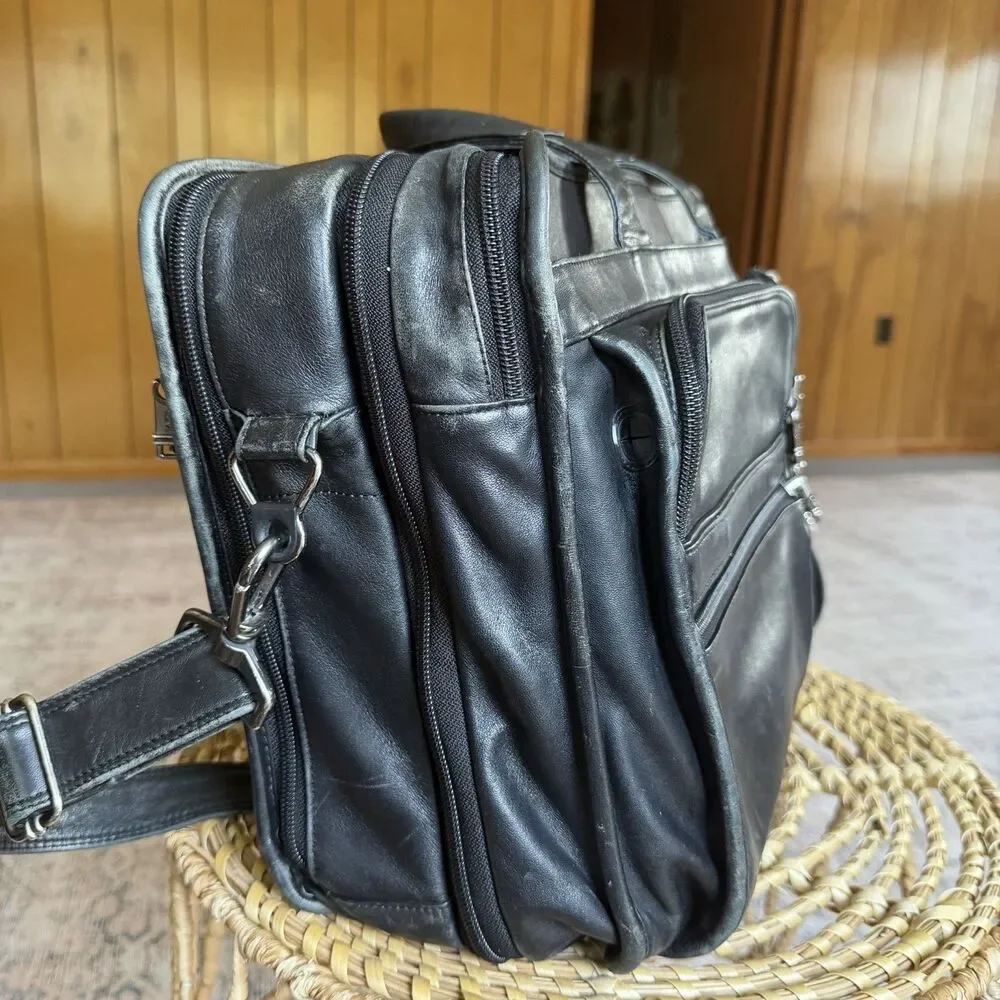 Tumi Alpha Business Briefcase Durable Leather 2-Way Expandable Laptop Bag Large